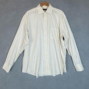 Canali Shirt Mens  Striped Button Up Preppy Casual Italy 46 / 18 Multi Color